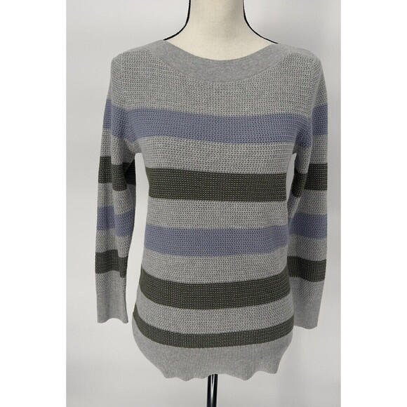 Market & Spruce Boatneck Sweater Stripe Long Sleeve Size X Small Multicolor - Picture 2 of 12